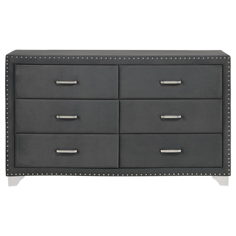 Melody 6-drawer Upholstered Dresser Grey