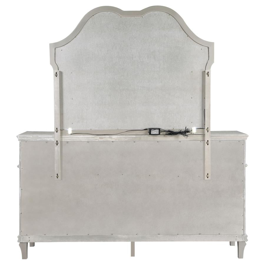 Evangeline 9-drawer Dresser with Mirror Silver Oak