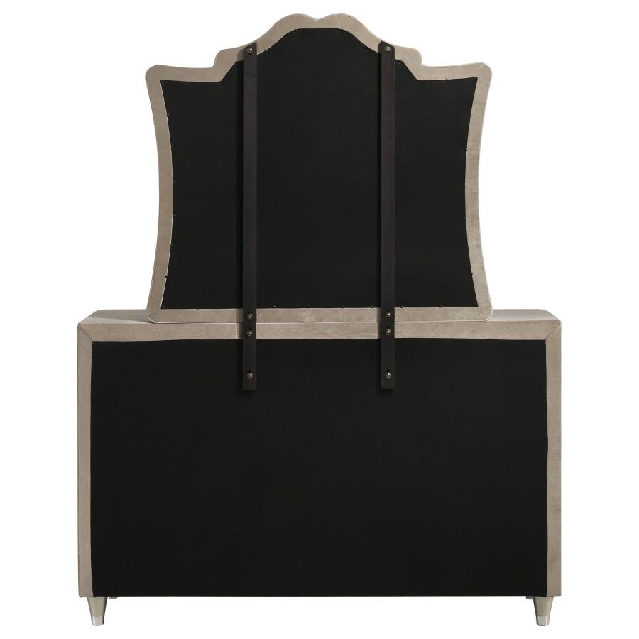 Antonella 7-drawer Upholstered Dresser with Mirror Ivory