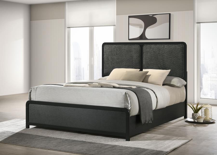 Cavelle 51-inch Upholstered Queen Panel Bed Black