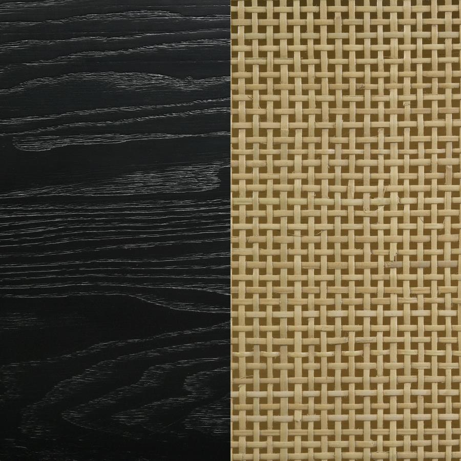 Arini Rattan Queen Panel Bed Black and Natural