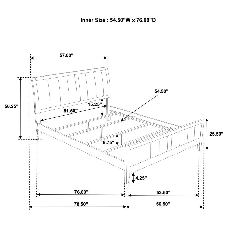 Wilkes Full Vertical-Channel Upholstered Panel Bed Dark Cocoa