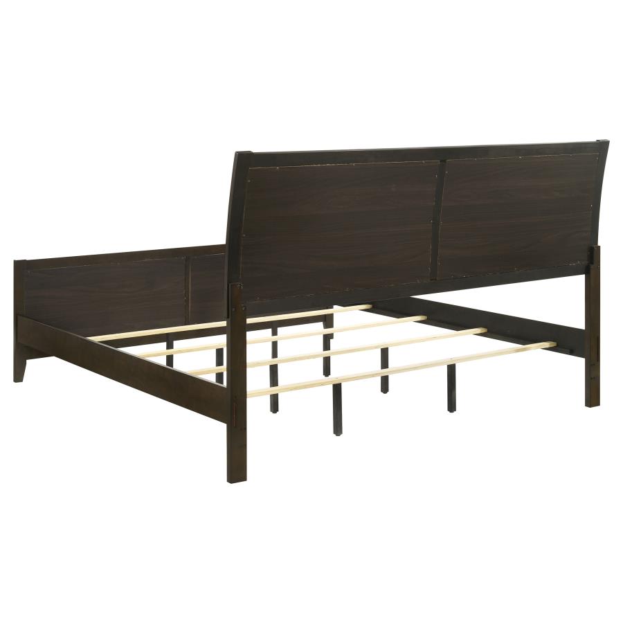 Wilkes Eastern King Vertical-Channel Upholstered Panel Bed Dark Cocoa