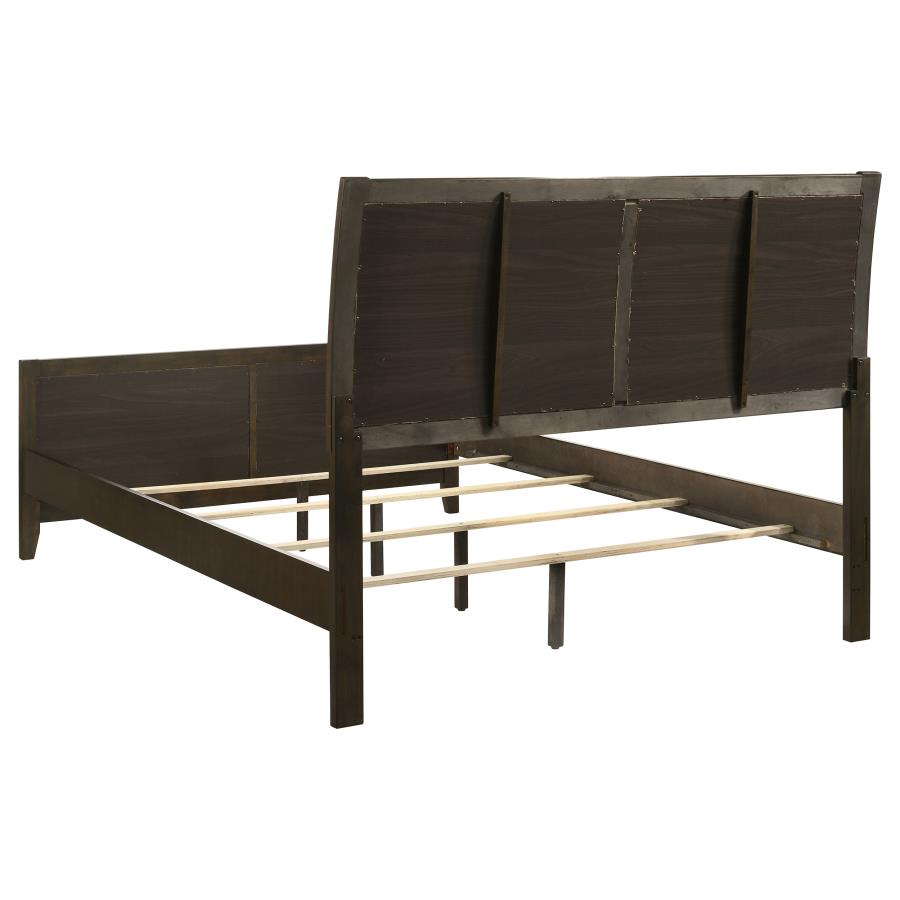 Wilkes Queen Vertical-Channel Upholstered Panel Bed Dark Cocoa