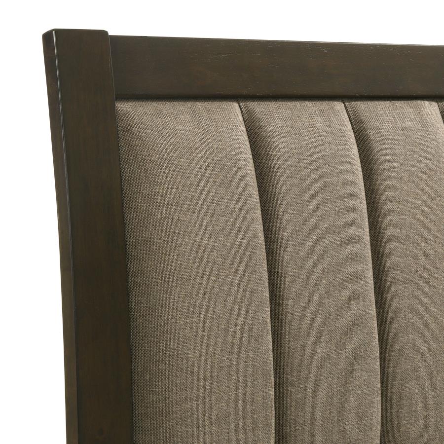 Wilkes 5-Piece Twin Bedroom Set with Upholstered Bed Dark Cocoa
