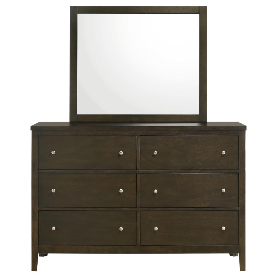 Wilkes 2-Piece Transitional 6-Drawer Dresser with Mirror Dark Cocoa