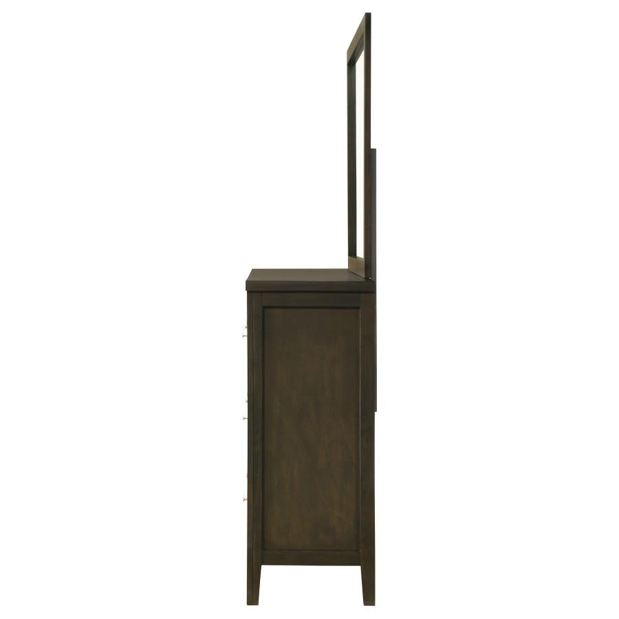 Wilkes 2-Piece Transitional 6-Drawer Dresser with Mirror Dark Cocoa