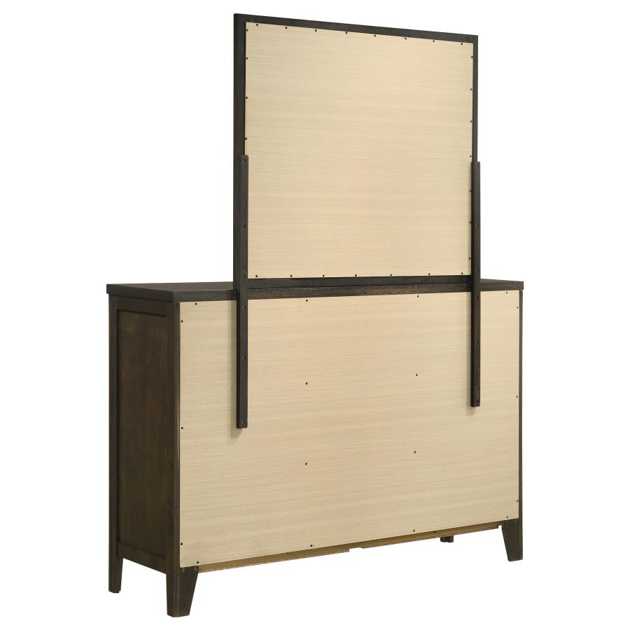 Wilkes 2-Piece Transitional 6-Drawer Dresser with Mirror Dark Cocoa