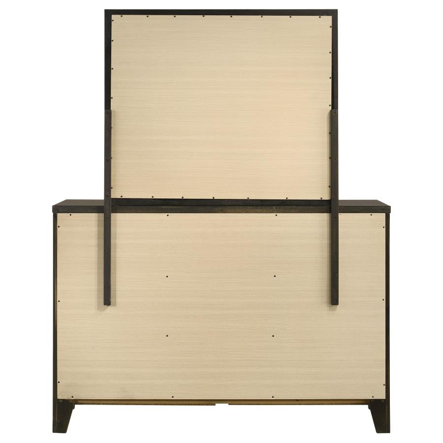 Wilkes 2-Piece Transitional 6-Drawer Dresser with Mirror Dark Cocoa