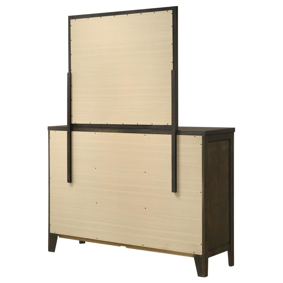 Wilkes 2-Piece Transitional 6-Drawer Dresser with Mirror Dark Cocoa
