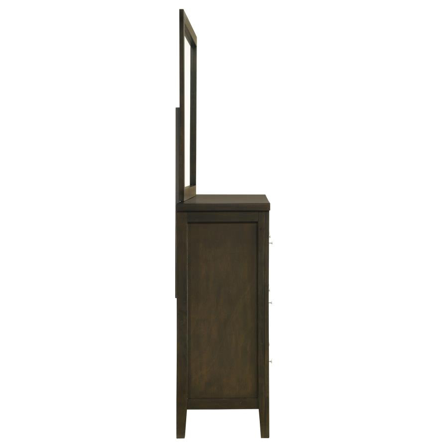 Wilkes 2-Piece Transitional 6-Drawer Dresser with Mirror Dark Cocoa
