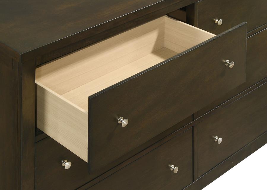 Wilkes 2-Piece Transitional 6-Drawer Dresser with Mirror Dark Cocoa