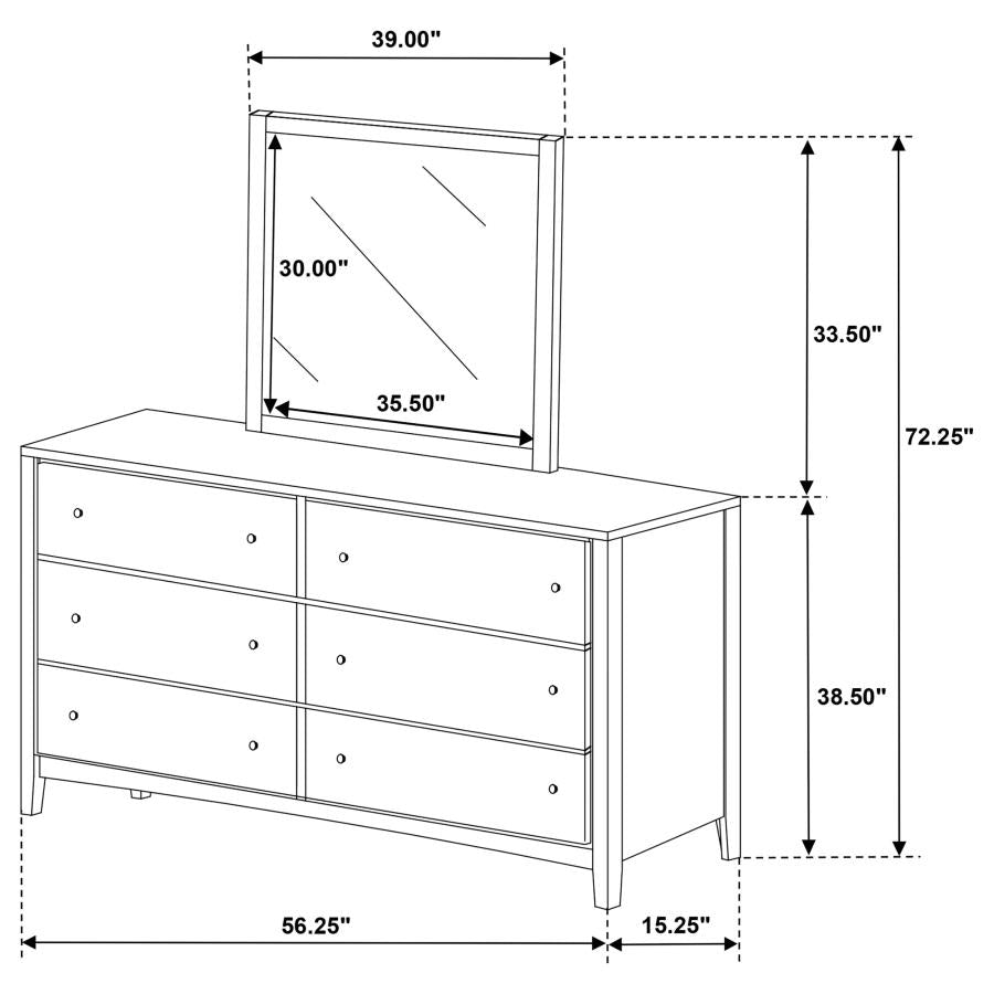 Wilkes 2-Piece Transitional 6-Drawer Dresser with Mirror Dark Cocoa