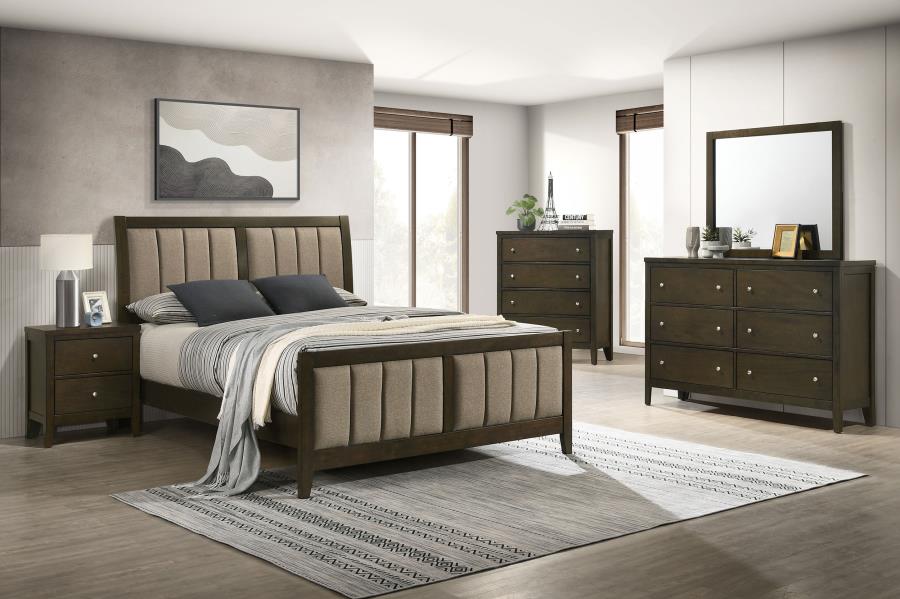 Wilkes 2-Piece Transitional 6-Drawer Dresser with Mirror Dark Cocoa