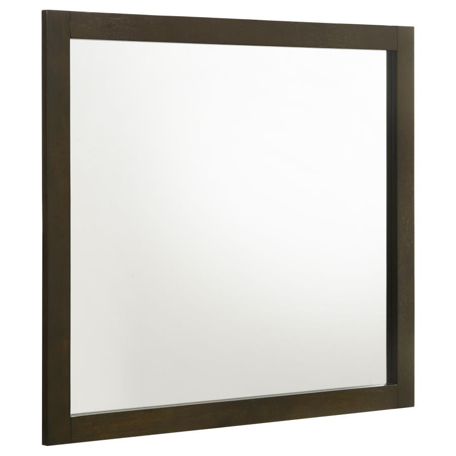 Wilkes Transitional Rectangular Wood-Framed Dresser Mirror Dark Cocoa