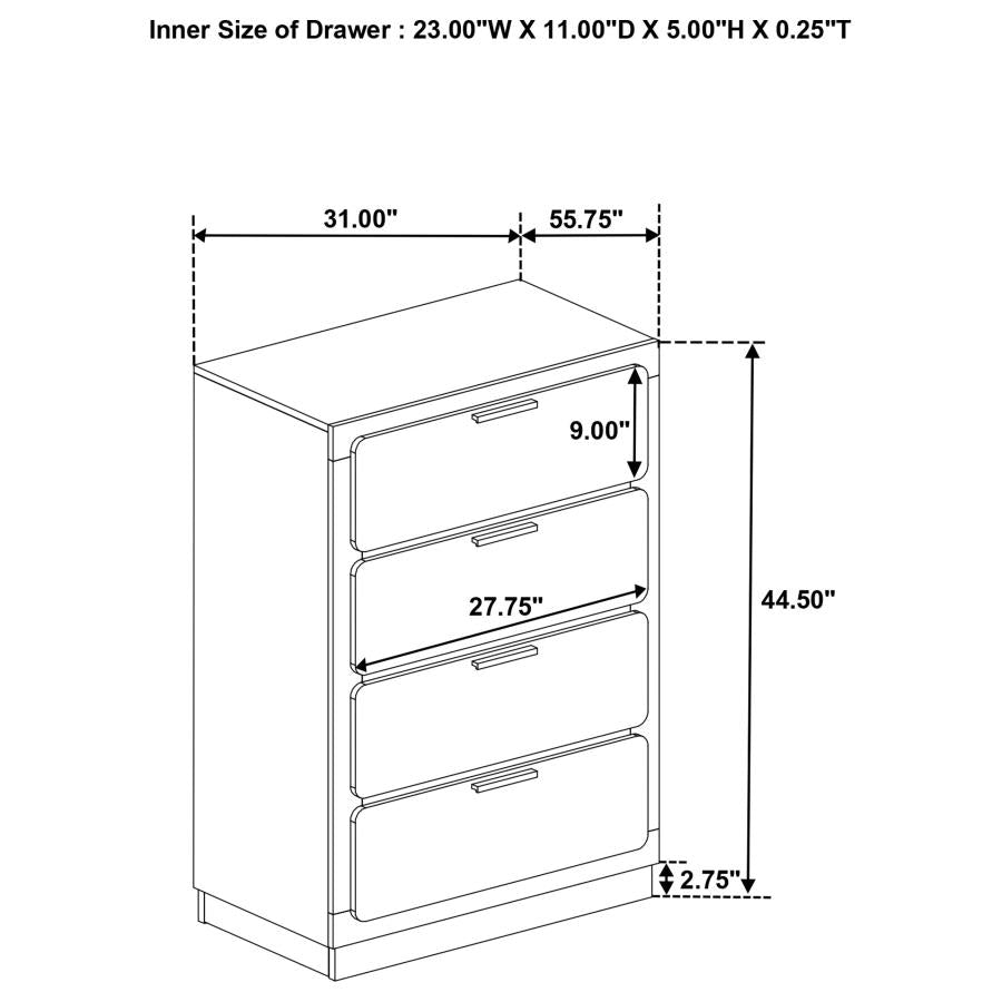 Caraway 4-drawer Bedroom Chest White