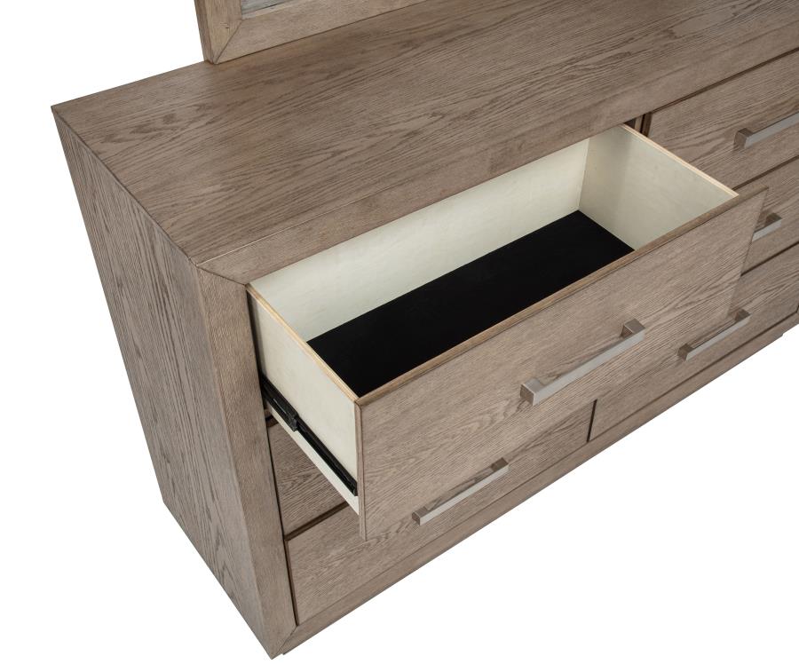Kenora 6-drawer Dresser and Mirror Barley Brown