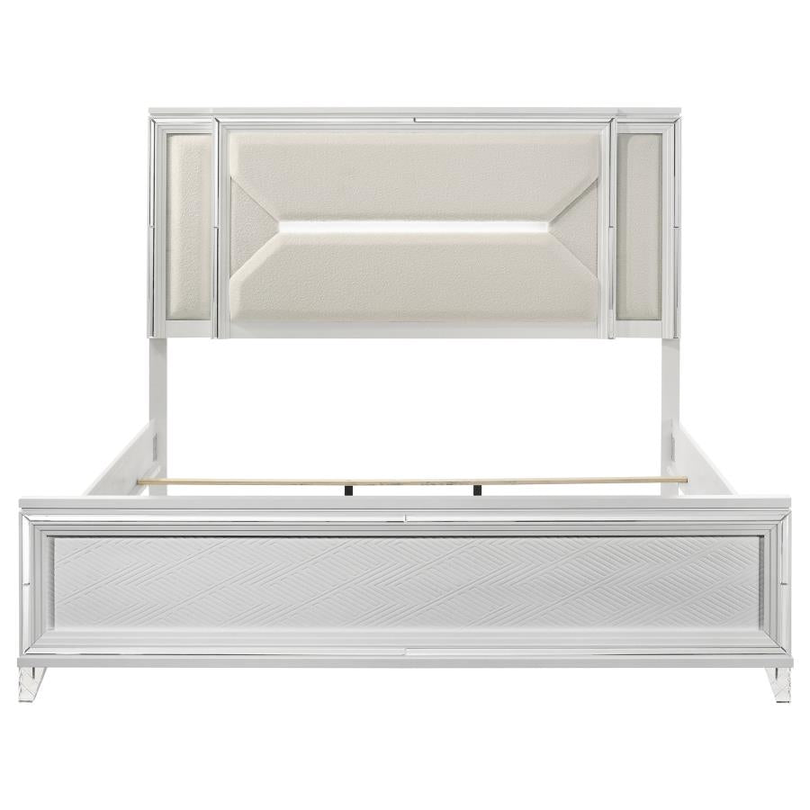 Marmore 64-inch Eastern King Panel Bed LED Headboard White
