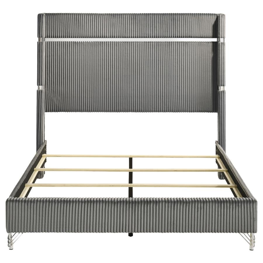 Lucia 61-inch Upholstered Queen Wingback Bed Grey