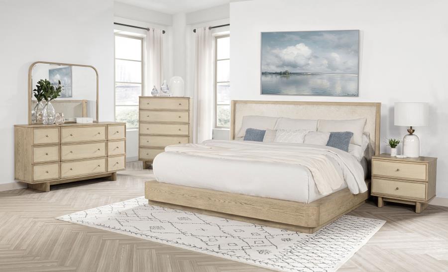 Kailani 52-inch Eastern King Wingback Bed Beige Oak