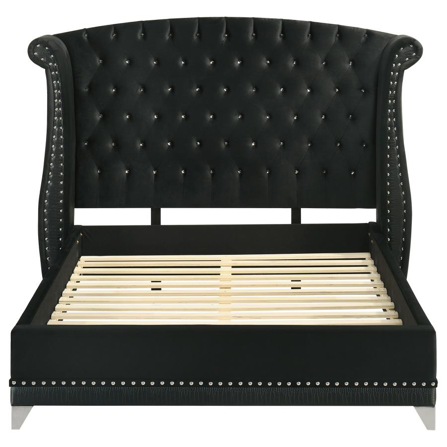Barzini Upholstered Queen Wingback Bed Black