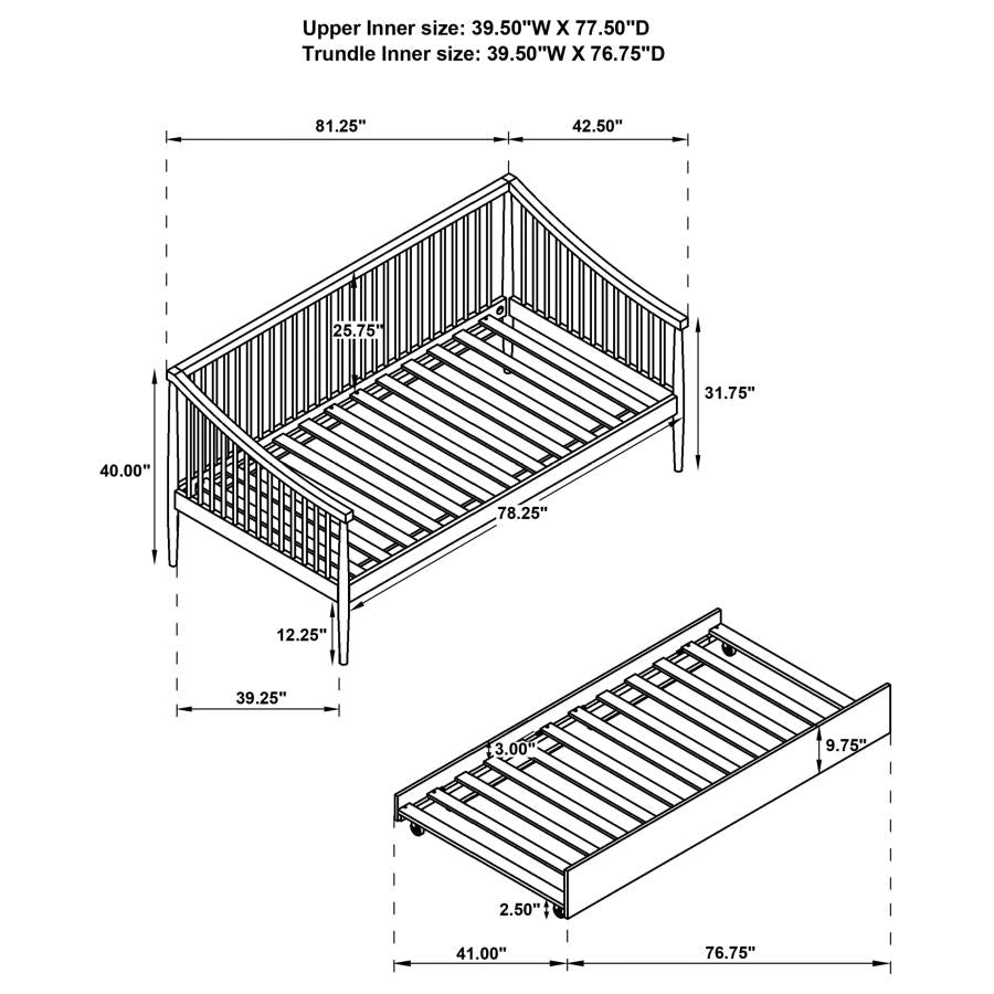 Delgado Windsor Twin Wood Daybed with Trundle Black