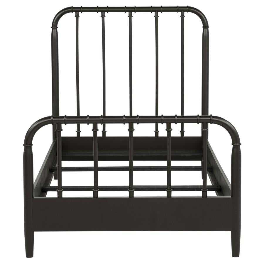 Rocco All Wood Water Pipe Open Frame Twin Bed Dark Bronze