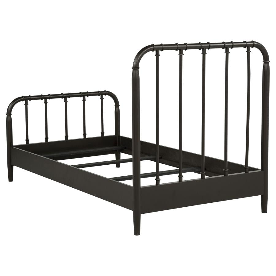 Rocco All Wood Water Pipe Open Frame Twin Bed Dark Bronze