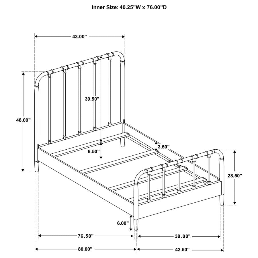 Rocco All Wood Water Pipe Open Frame Twin Bed Dark Bronze