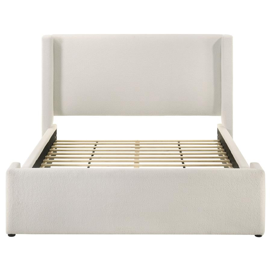 Alamosa Boucle Upholstered Queen Wingback Bed White