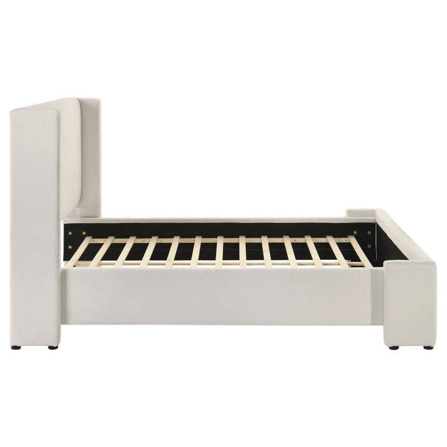 Alamosa Boucle Upholstered Queen Wingback Bed White