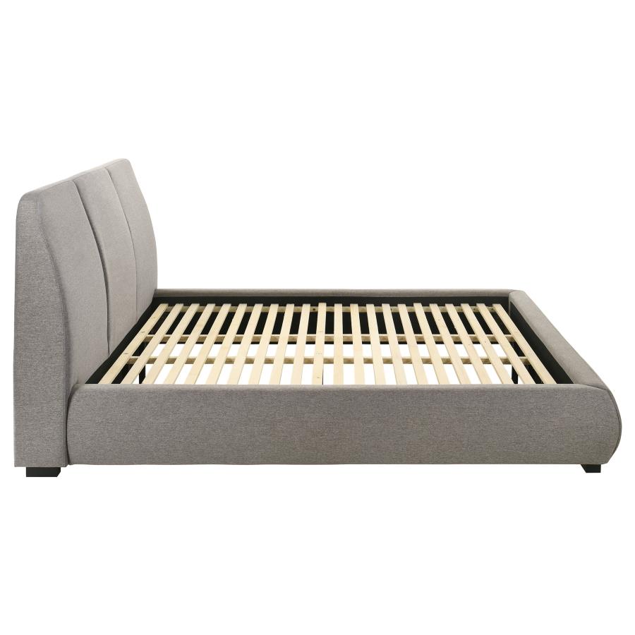 Mokena 46-inch Upholstered Eastern King Platform Bed Taupe