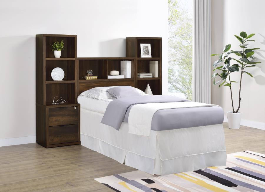 Westpark 49-inch Twin Bookcase Headboard Dark Pine