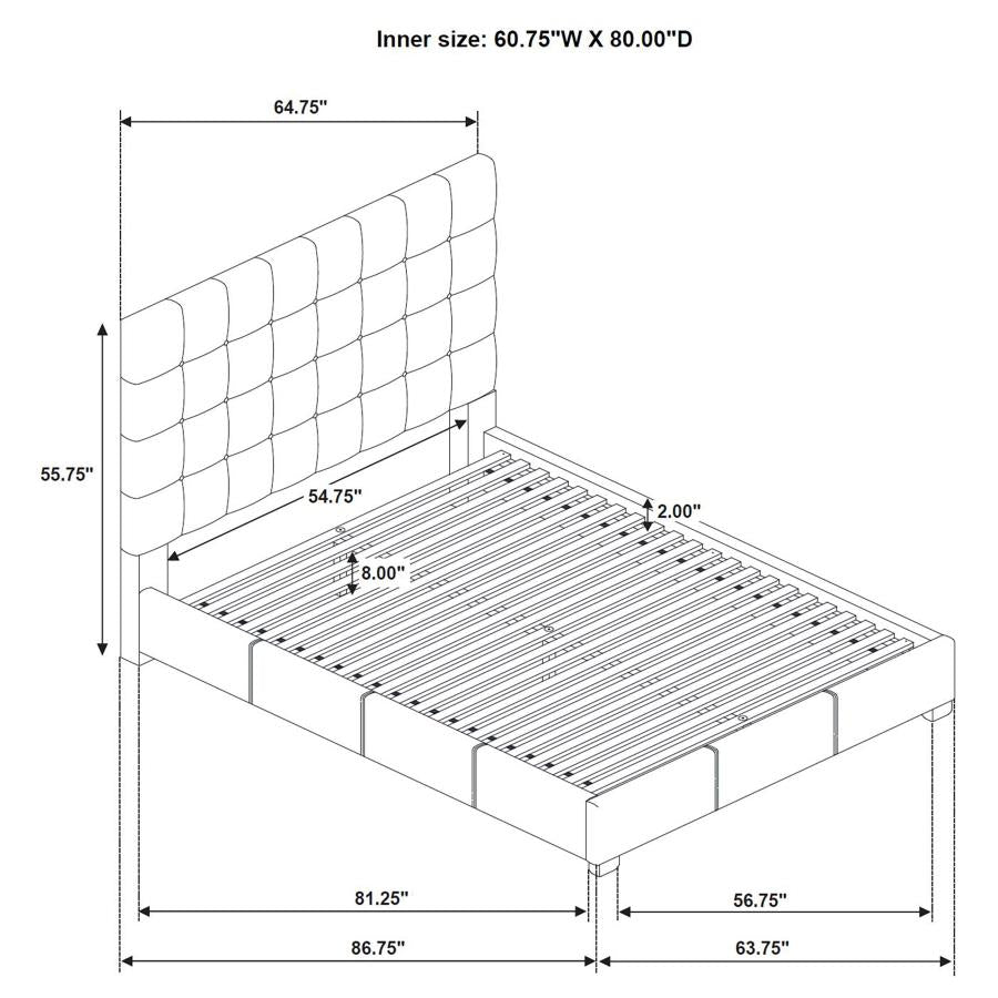 Medley Genuine Leather Queen Panel Platform Bed Black