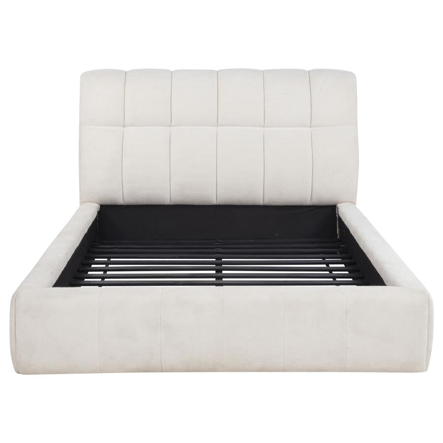 Nollet 48-inch Upholstered Queen Panel Platform Bed Cream