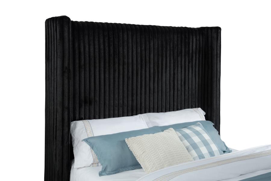 Centergrove Upholstered Queen Wingback TV Bed Black