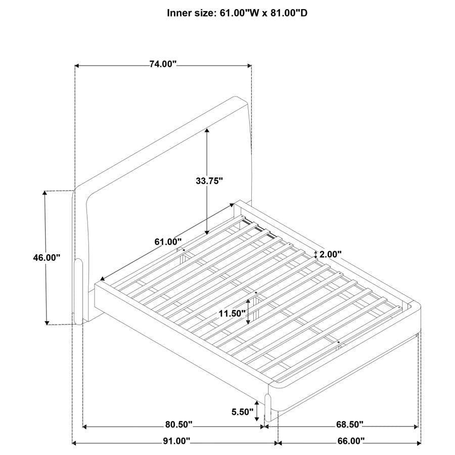 Baldacci Upholstered Queen Platform Bed Curry and Walnut