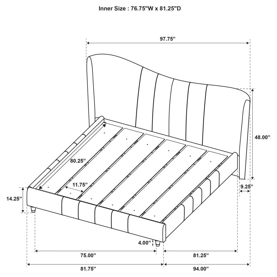 Evelyn Upholstered Eastern King Panel Platform Bed Ivory