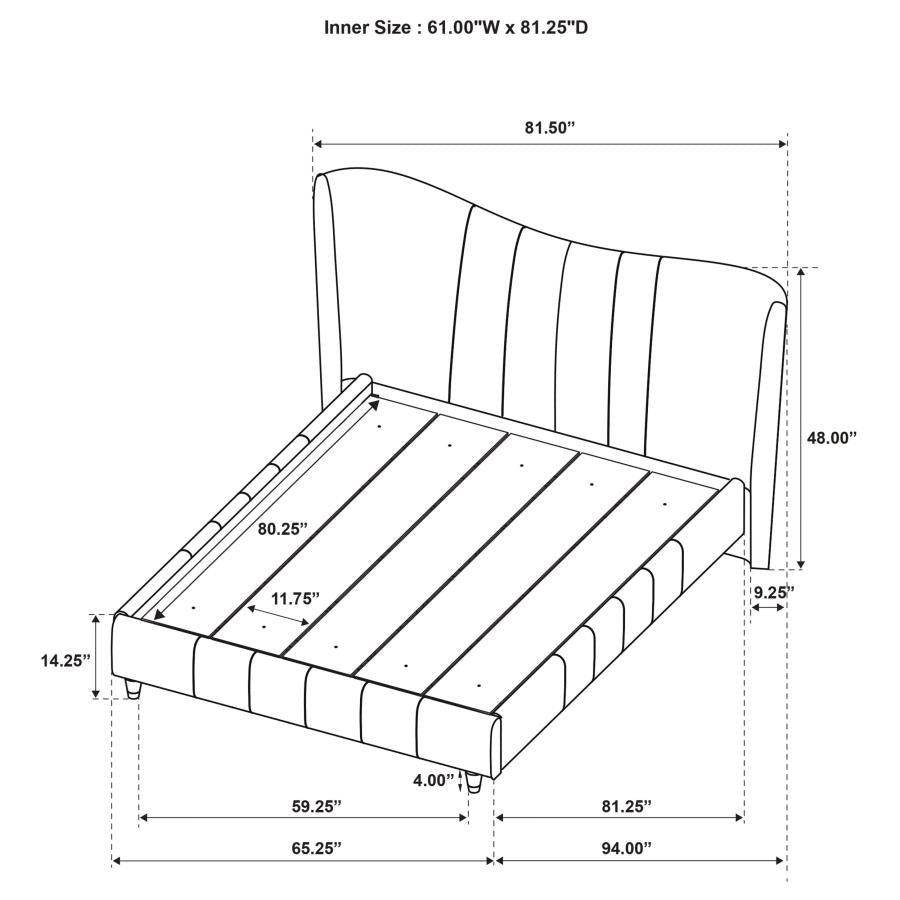 Evelyn Upholstered Queen Panel Platform Bed Ivory