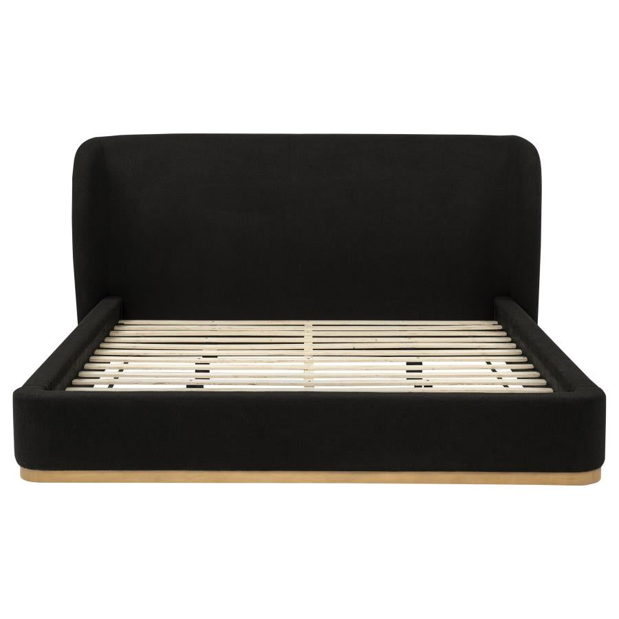 Blaire Upholstered Eastern King Wingback Platform Bed Black