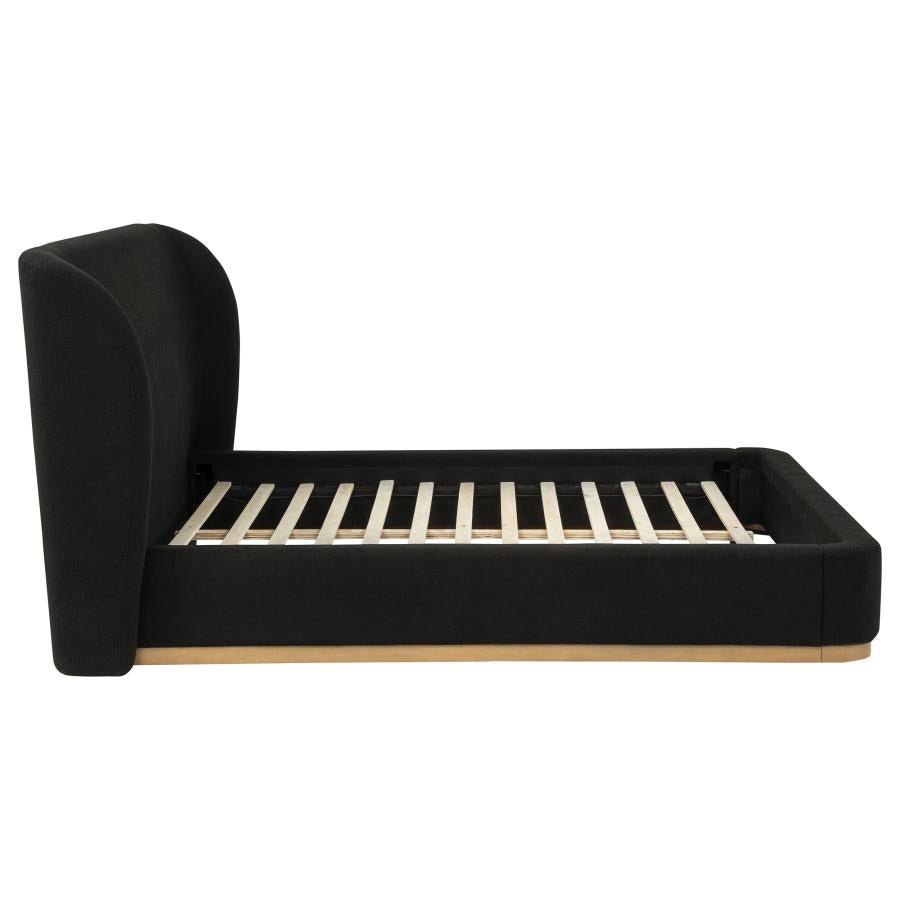 Blaire Upholstered Queen Wingback Platform Bed Black
