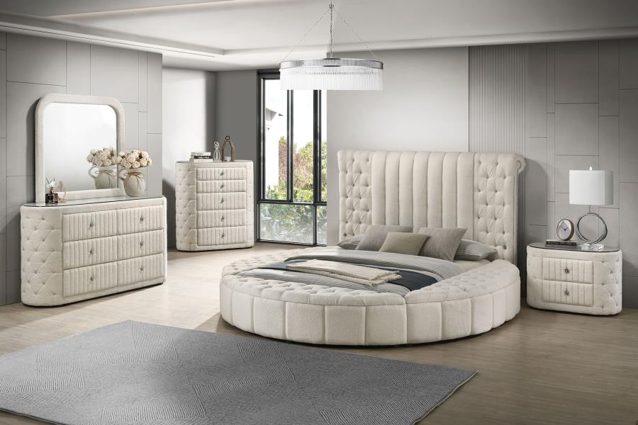 Sonya Upholstered Bedroom Dresser Mirror Ivory