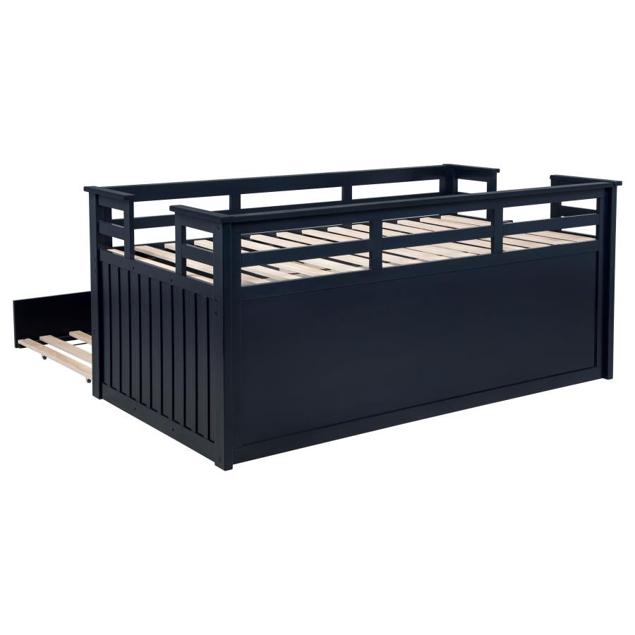 Carlsbad Wood Twin Captains Bed With Trundle Navy Blue