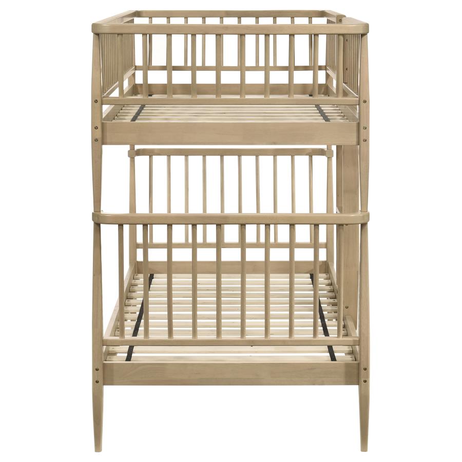 Abram Windsor Twin Over Twin Wood Bunk Bed with Ladder Almond