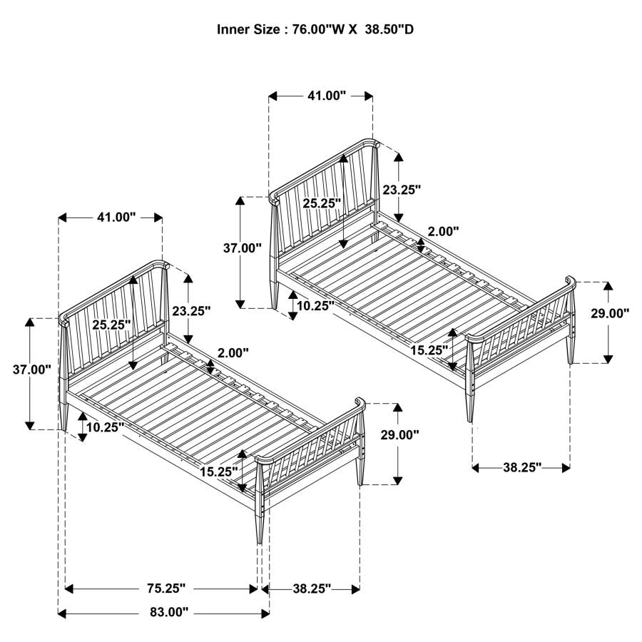 Abram Windsor Twin Over Twin Wood Bunk Bed with Ladder Almond