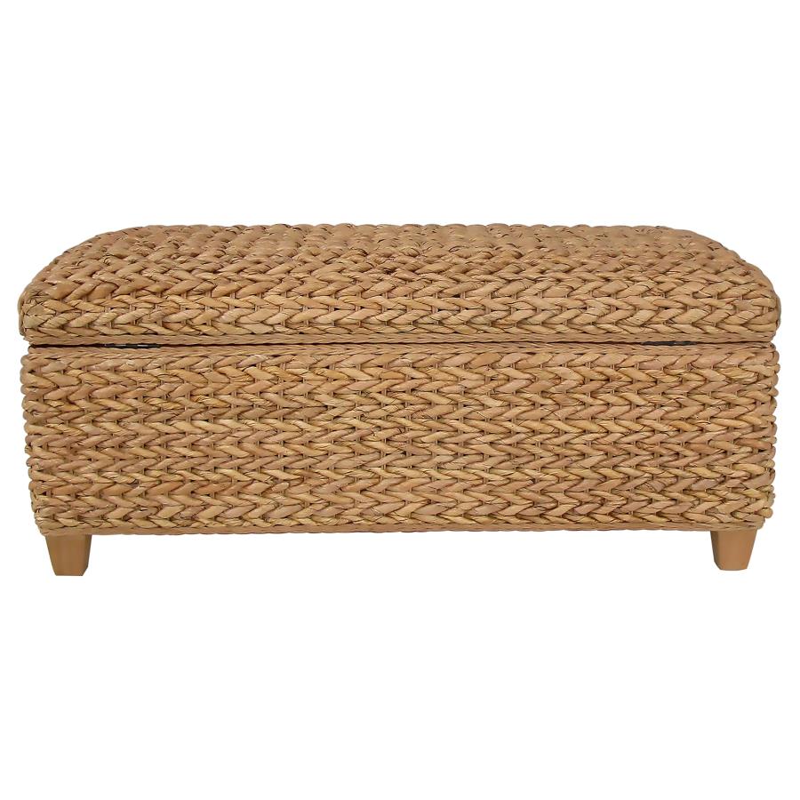 Laughton Hand-Woven Banana Leaf Storage Bench Natural