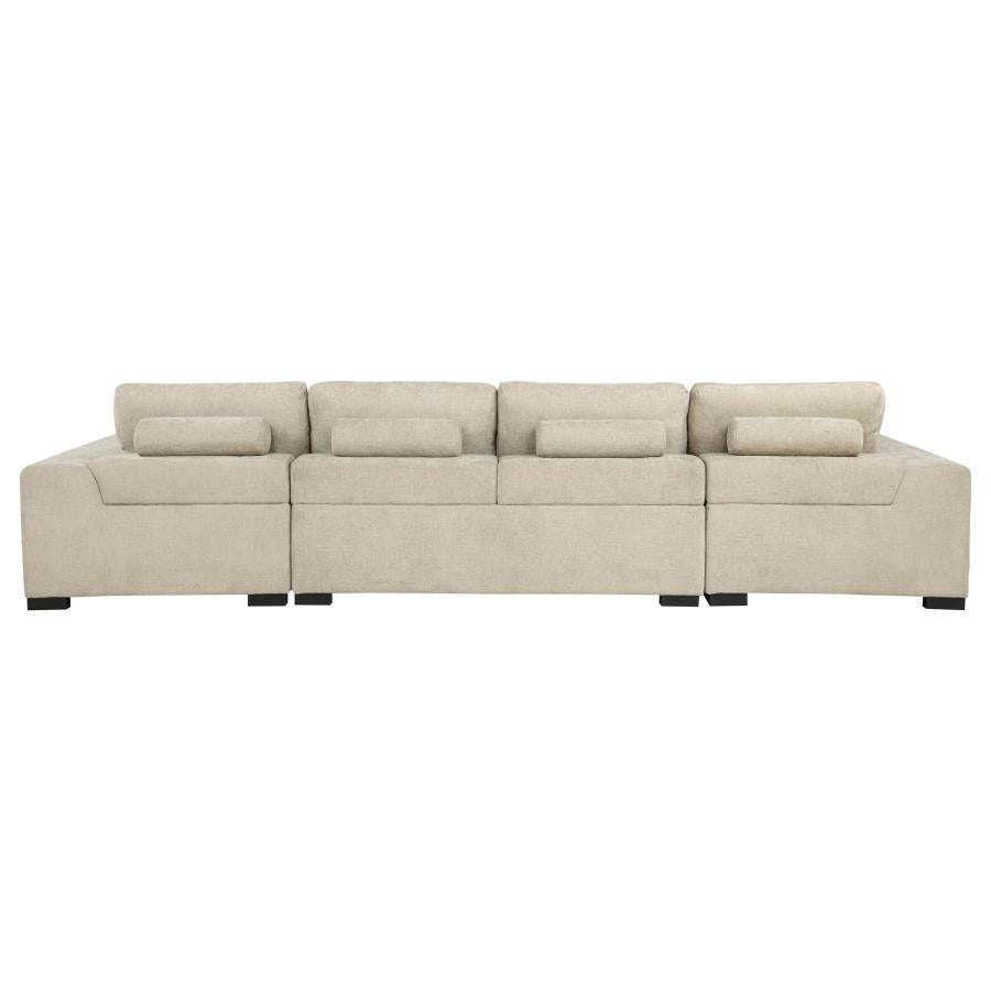 Cannella U-Shaped Double Chaise Upholstered Sectional Sofa Beige