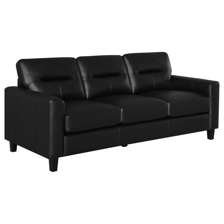Scotland 3-piece Faux Leather Upholstered Sofa Set Black