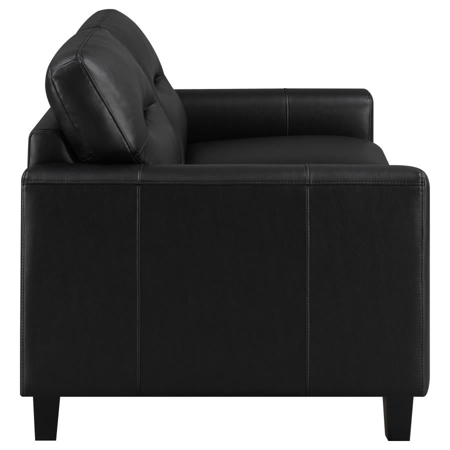 Scotland 3-piece Faux Leather Upholstered Sofa Set Black