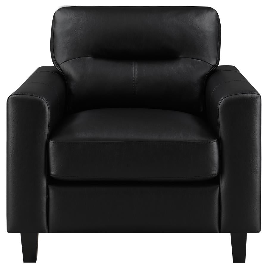 Scotland 3-piece Faux Leather Upholstered Sofa Set Black